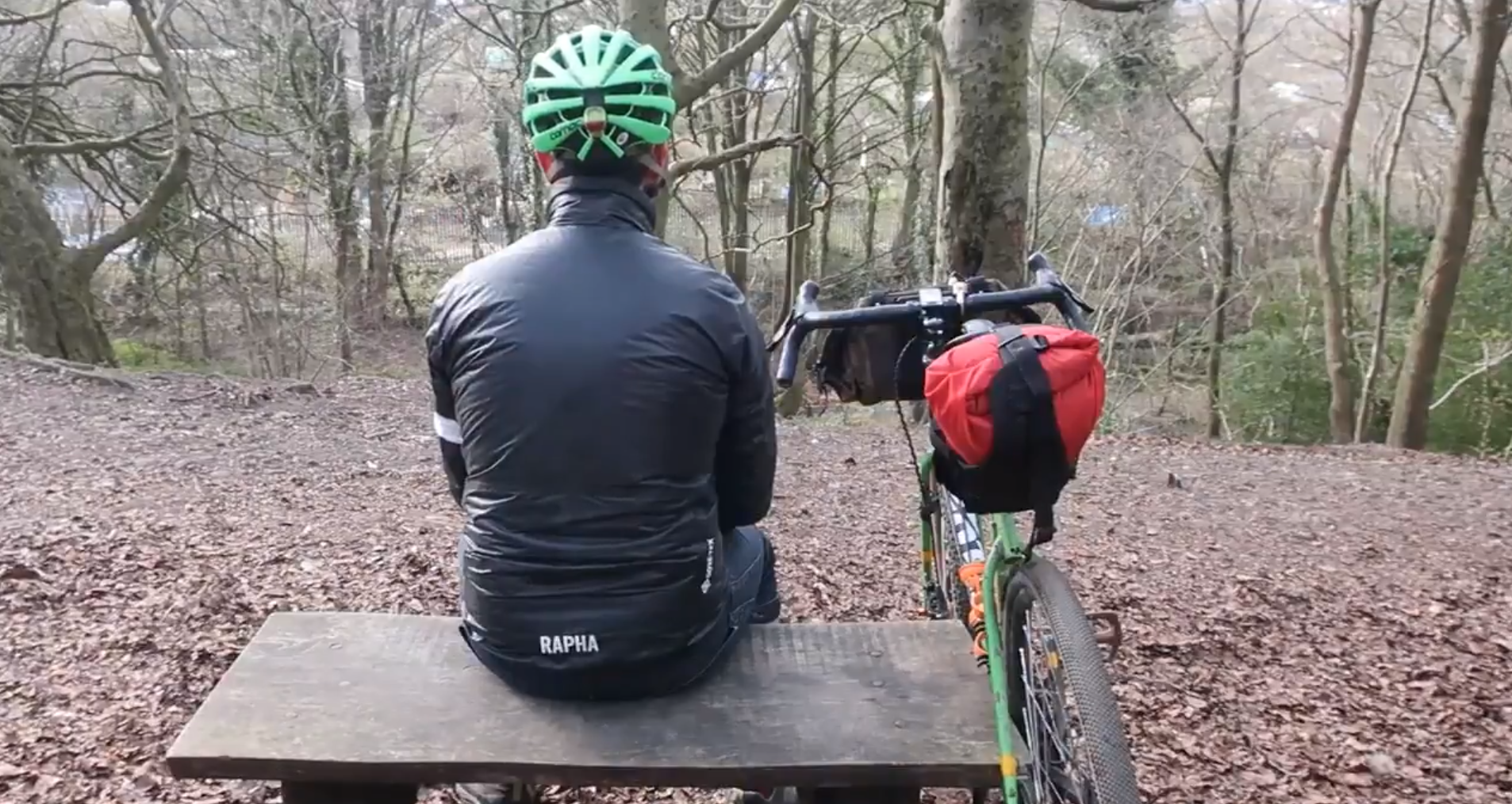 A shot of a cyclist and his bike