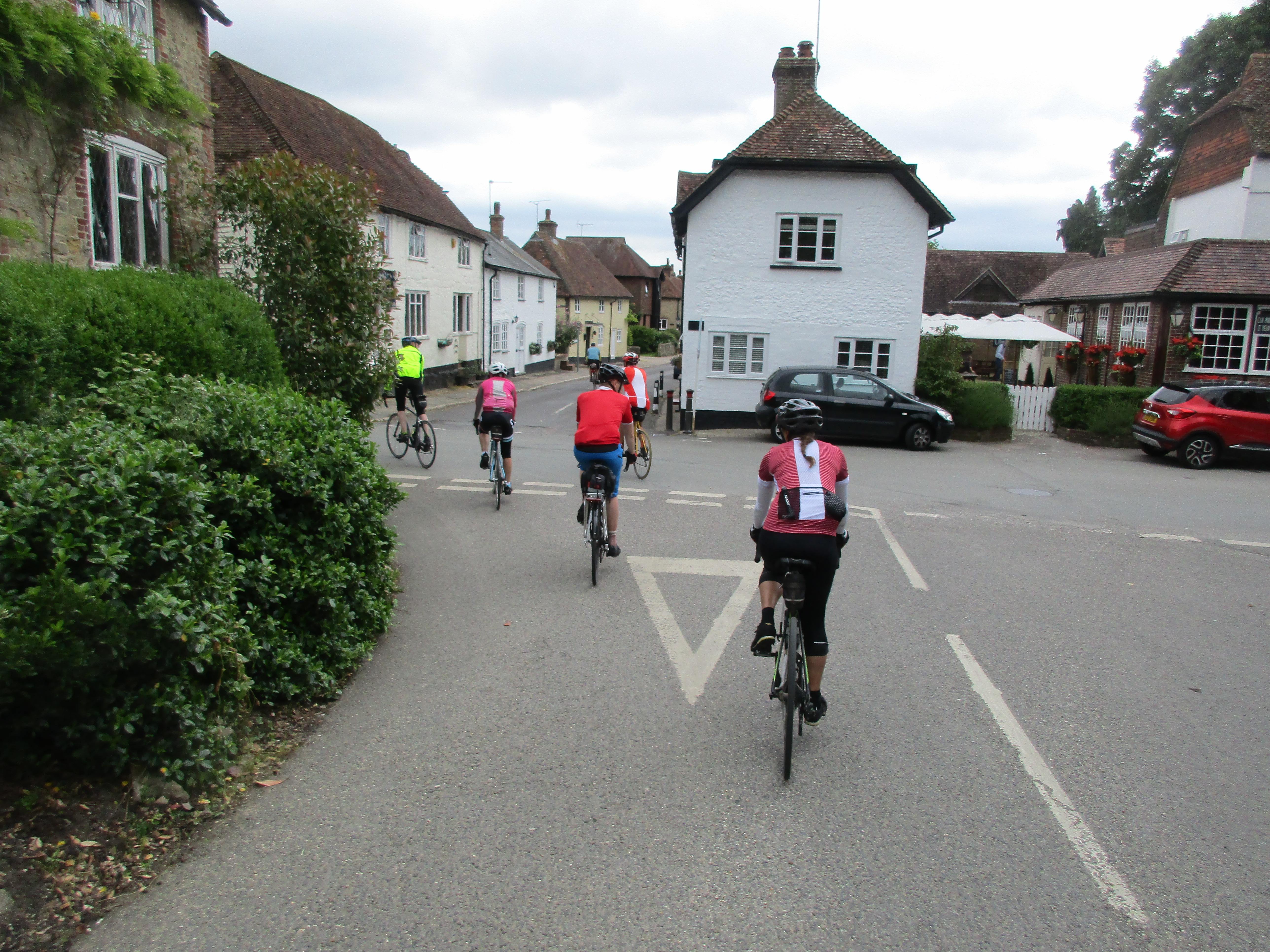 Cycling through a village