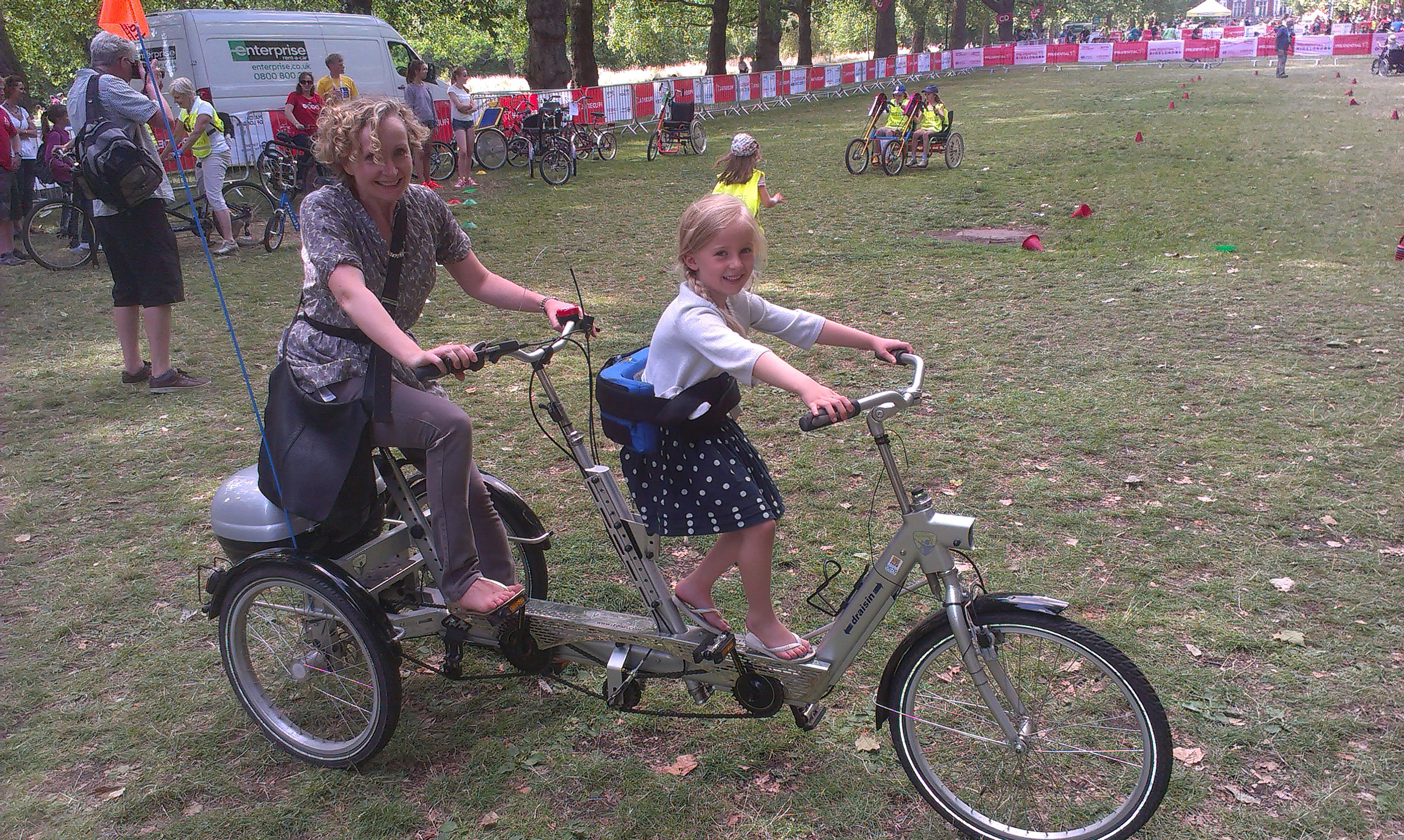 On the tandem trike at RideLondon