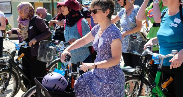 Group of women on bikes