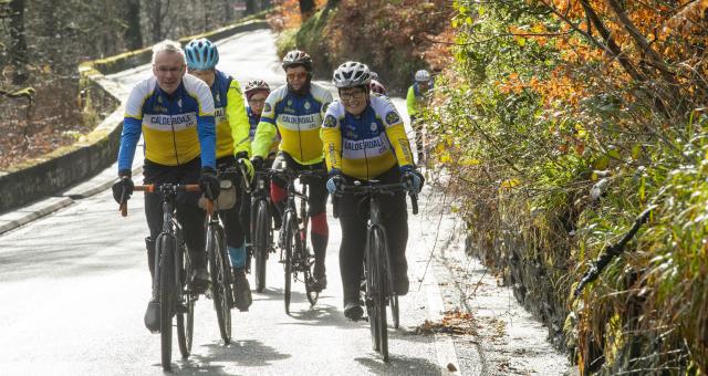 Cycling UK affiliated group Calderdale CTC members out cycling on the road