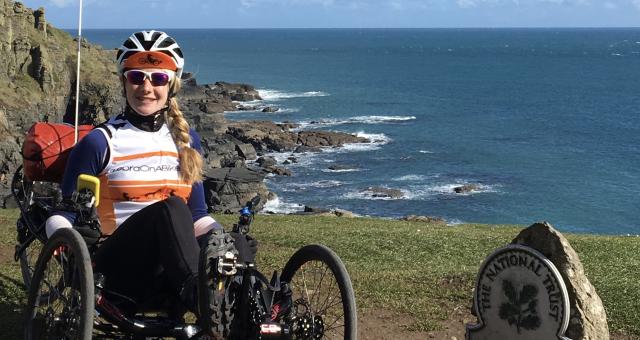 Natalie at Lizard Point on the Cornish coast