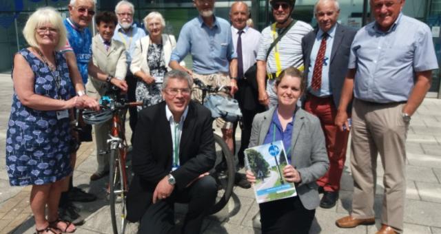 Councillors and campaigners outside Suffolk County Hall