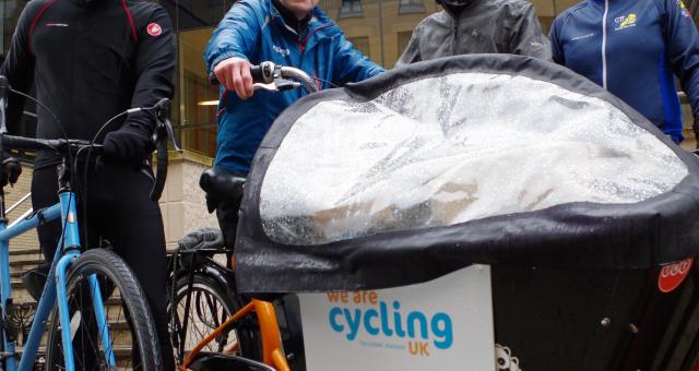 Cycling UK deliver the letters by cargo bike 