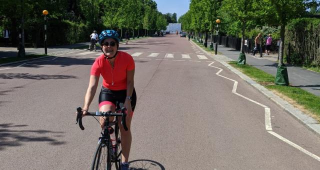 Nurse Mónica Reus Boccherini on her bike