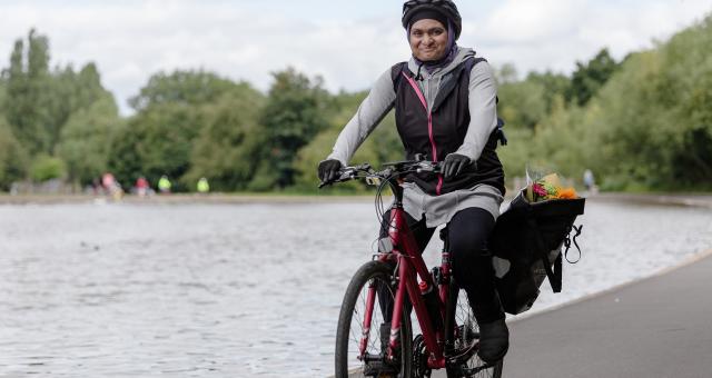 Person carrying their shopping by bike