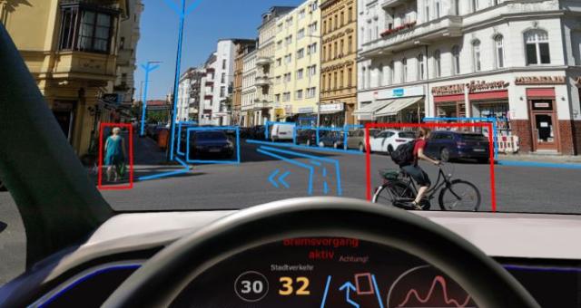 Windscreen view from a self-driving vehicle