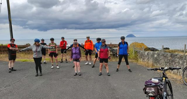 Cyclists viewing Ailsa Craig 